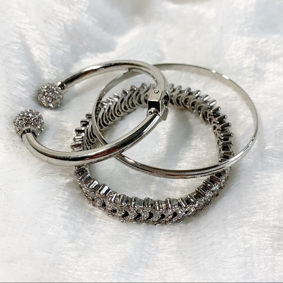 Silver bracelet set Hinge, elastic and bangle - Picture 2 of 13